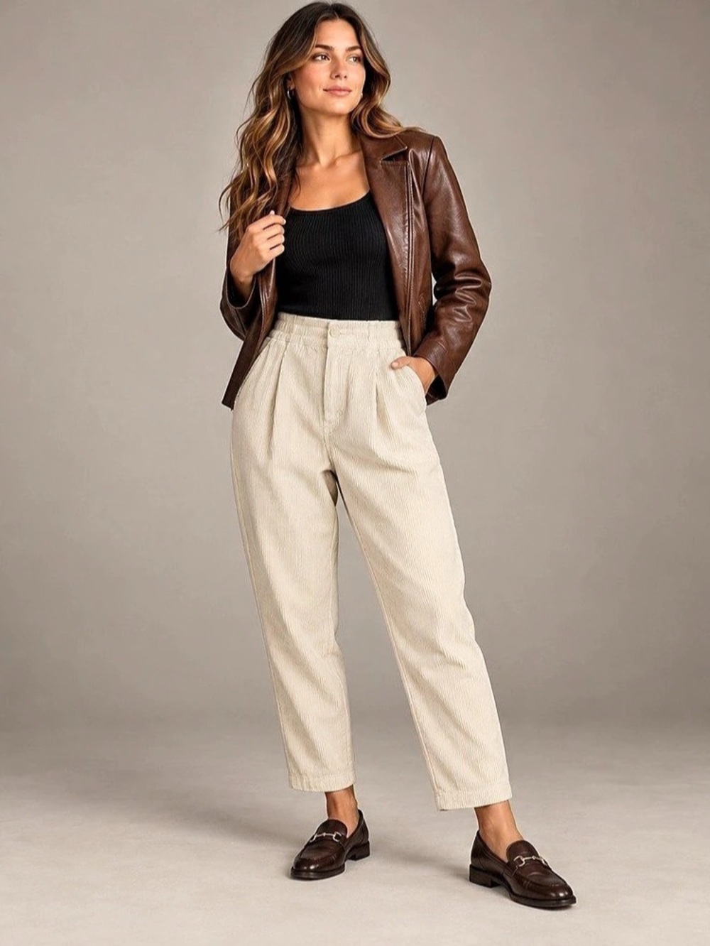 Gap High Rise Corduroy Joggers XS | Birch Beige Cream